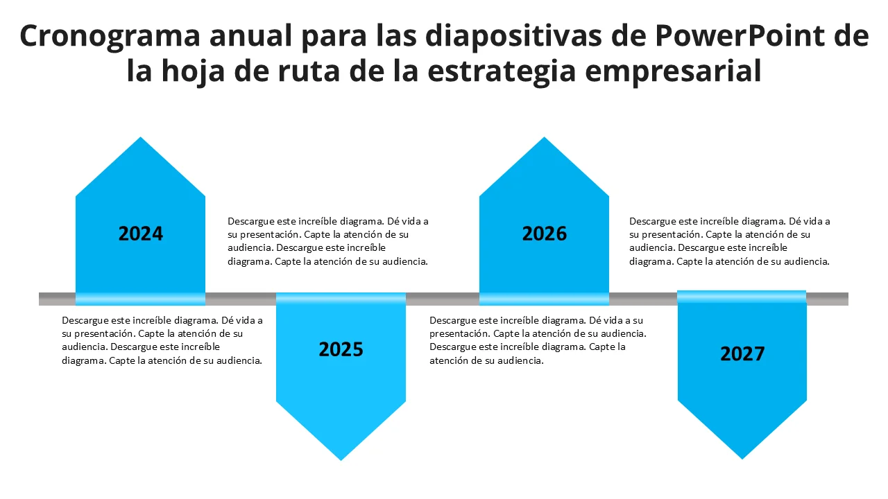 Cronología de la estrategia empresarial anual | Plantilla de PowerPoint hoja de ruta