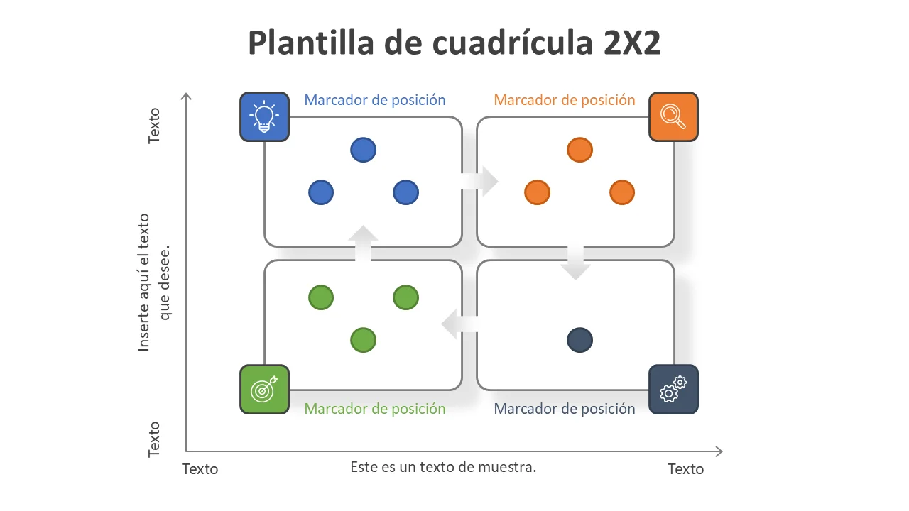 Plantilla de presentación de PowerPoint con diseño de matriz 2x2
