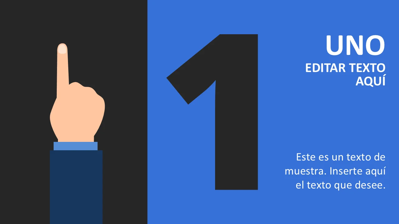 Plantilla de presentación de PowerPoint de concepto de 1 a 5 manos
